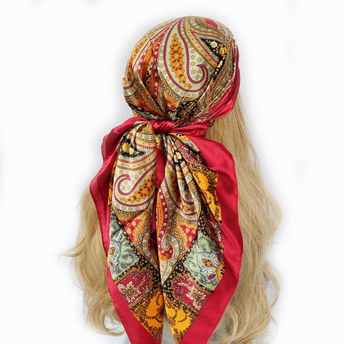 90*90cm Silk Scarf Headwraps For Women Fashion Accessory